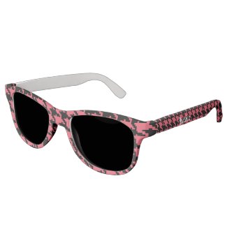 Pink and Charcoal Houndstooth Sunglasses