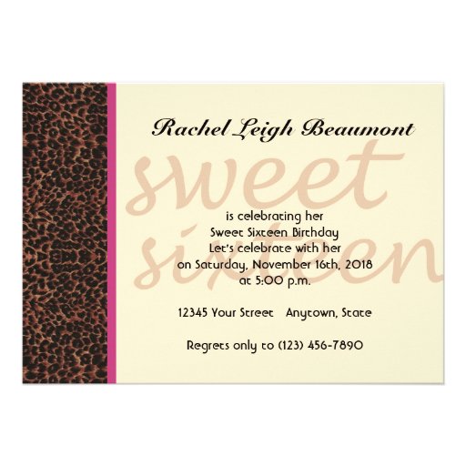 Pink and Cheetah Sweet 16 Birthday Invitation