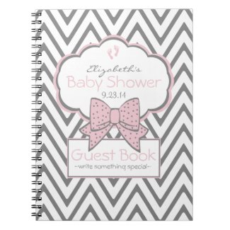 Pink and Chevron- Baby Shower Guest Book- Notebook