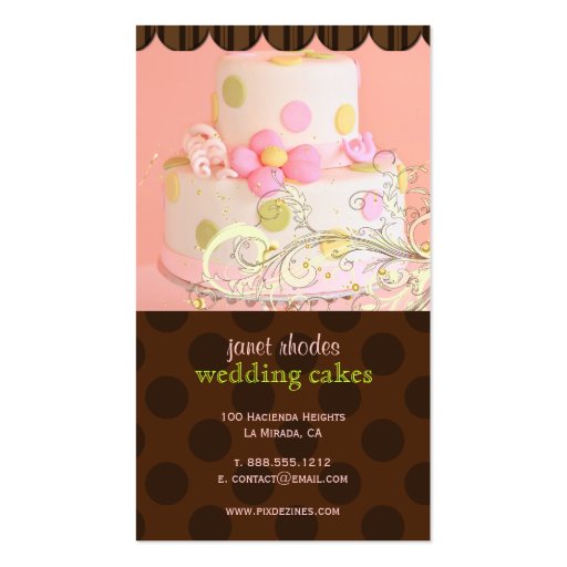 Pink and Chocolate Bakery/pâtisserie Business Cards (front side)