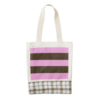 Pink And Chocolate Brown Wide Stripes Zazzle HEART Tote Bag
