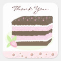 Pink and Chocolate Layer Cake Thank You Stickers