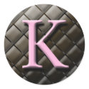 Pink And Chocolate Monogram K Wedding Favor Labels stickers
