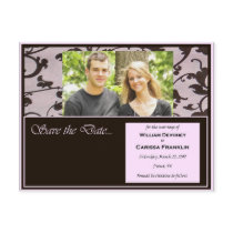 Pink and Chocolate Save the Date wedding Cards postcards