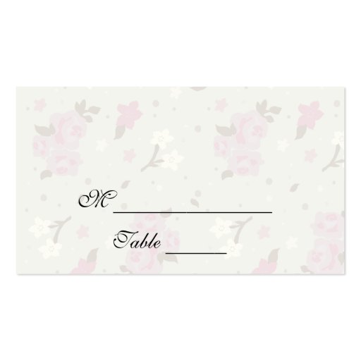 Pink and Cream Green Spring Flowers Placecards Business Card Templates (back side)