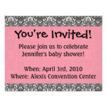 Pink and Damask Print, Elegant Invites