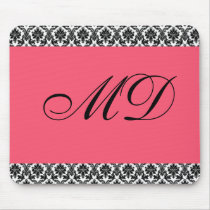 Pink and Damask Print Mousepad mousepads