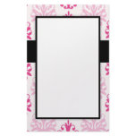 Pink and dark pink boho chic damask design stationery