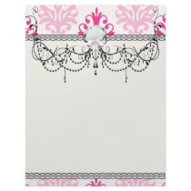 Pink and dark pink boho chic damask letterhead design