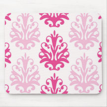 Pink and dark pink boho chic damask mousepad
