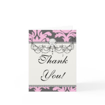 pink and deep gray large damask cards