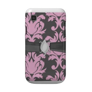 pink and deep gray large damask