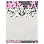 pink and deep gray large damask personalized flyer