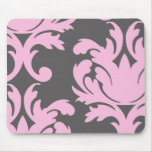 pink and deep gray large damask mouse pads