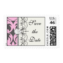 pink and deep gray large damask postage