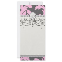 pink and deep gray large damask customized rack card