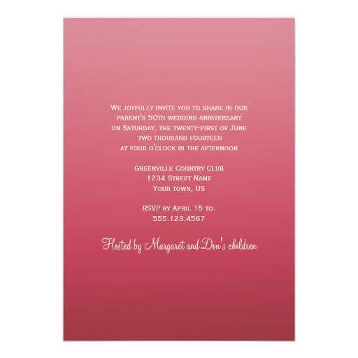 Pink and Gold 50th Photo Wedding Anniversary Personalized Invitations