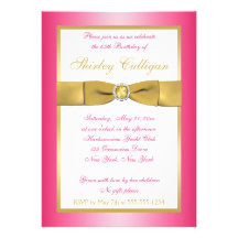 Pink and Gold 65th Birthday Invitation
