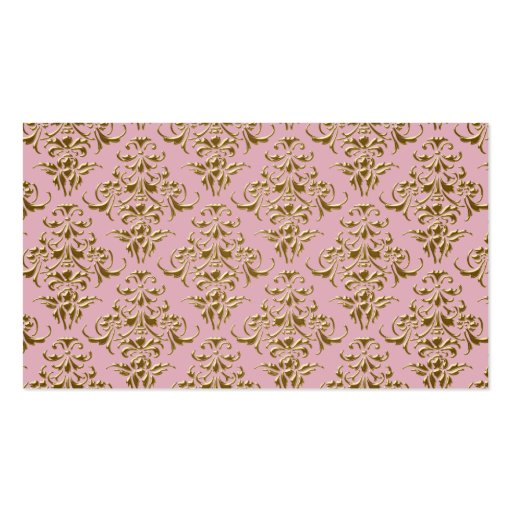 Pink and Gold Damask Business Card Template (back side)