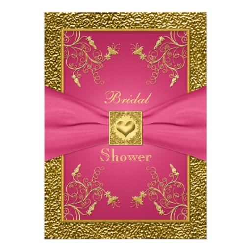 Pink and Gold Floral Bridal Shower Invitation