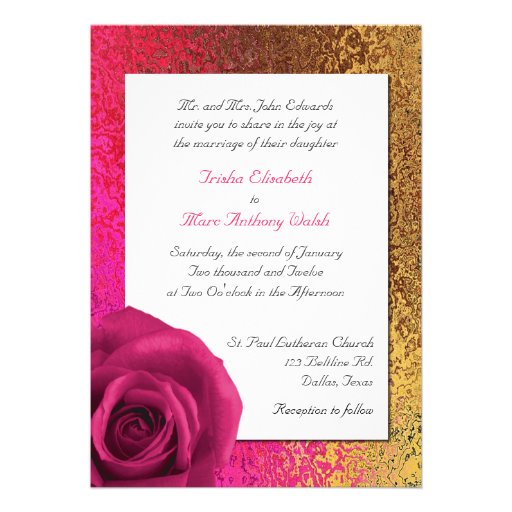 Pink and Gold Foil Look Wedding Invitation