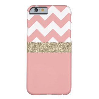 Pink and Gold Glitter Chevron iPhone 6 Case