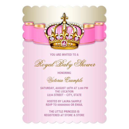 Pink and Gold Princess Baby Shower Cards