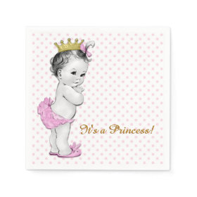Pink and Gold Princess Baby Shower Disposable Napkin