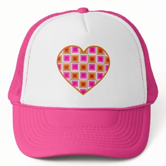 Pink and Gold Squares Heart Hats