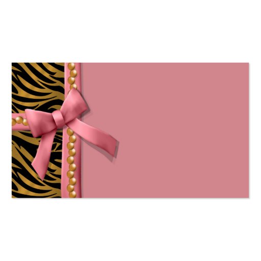 Pink And Gold Zebra Striped Business Card (back side)