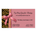 Pink And Gold Zebra Striped Business Card