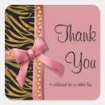 Pink And Gold Zebra Striped With Pearls Sticker