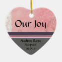 Pink and Gray Adoption Heart Christmas Tree Ornaments