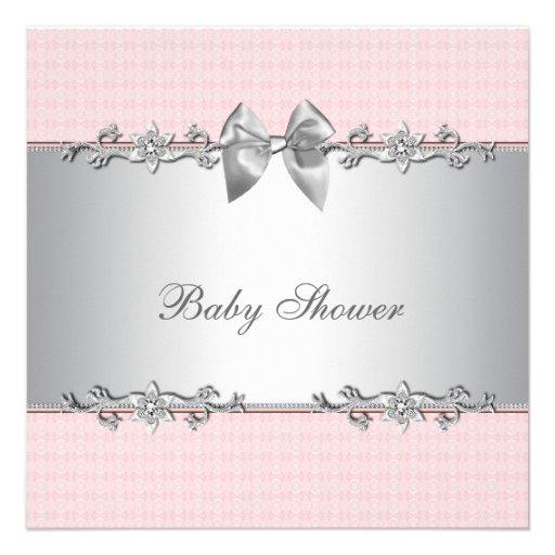 Pink and Gray Baby Girl Shower Invite