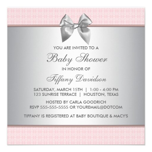 Pink and Gray Baby Girl Shower Invite