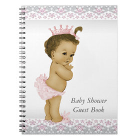 Pink and Gray Baby Shower Guest Book Spiral Notebooks