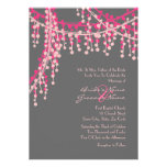 Pink and Gray Beaded Wedding Invitation