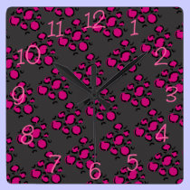 Pink and gray cheetah wall clock wall clocks