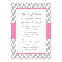 Pink and Gray Chevron Bridal Shower Custom Invite