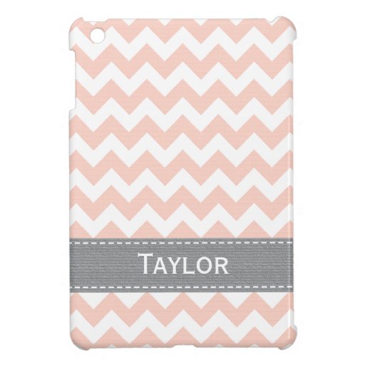 Pink and Gray Chevron iPad Mini Cover