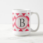 Pink and Gray Chevron Zig Zag Pattern Initials Mug