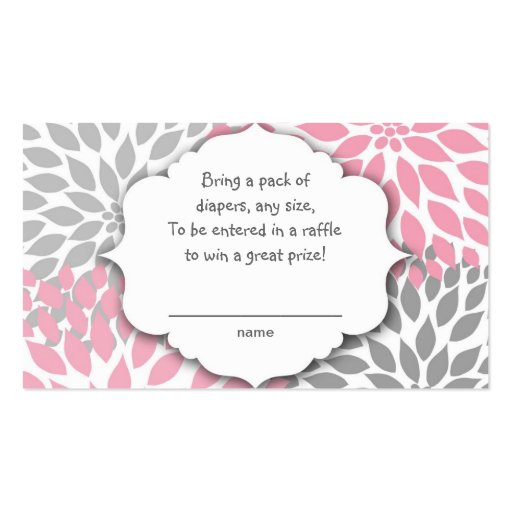 Pink and Gray Dahlia raffle ticket or insert card Business Cards (front side)