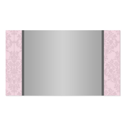 Pink and Gray Damask, Ballet Slippers Place Card Business Card Template (back side)