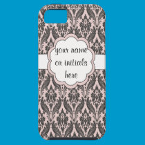 Pink and Gray Damask Iphone case casemate cases