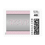Pink and Gray Damask RSVP Postage