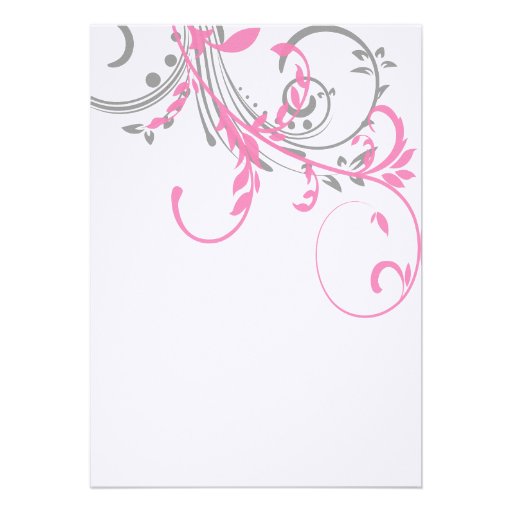 Pink and Gray Double Floral Wedding Invitation