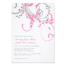 Pink and Gray Double Floral Wedding Invitation 5