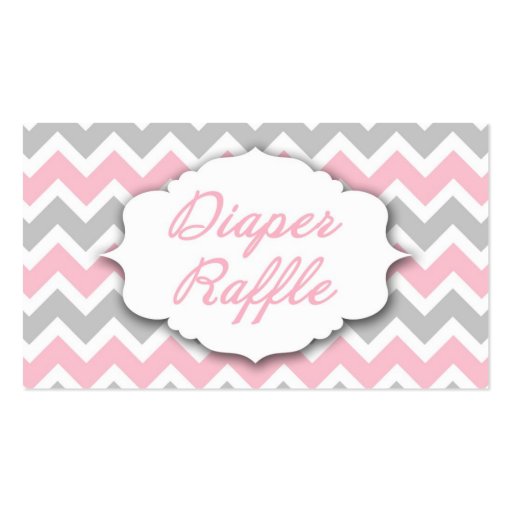 Pink and Gray Elephants Diaper Raffle Tickets Business Card Templates (back side)