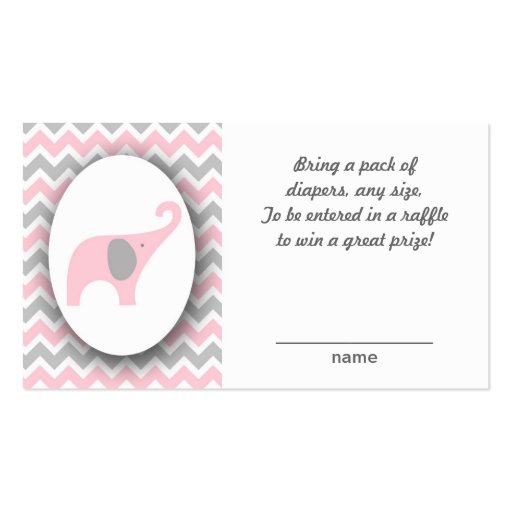 Pink and Gray Elephants Diaper Raffle Tickets Business Card Templates