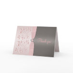 Pink and Gray Floral Thank You Card